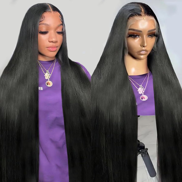 280% Density Straight Lace Front Wigs Human Hair 13x4 Transparent Lace Frontal Wig for Black Women Natural Hairline