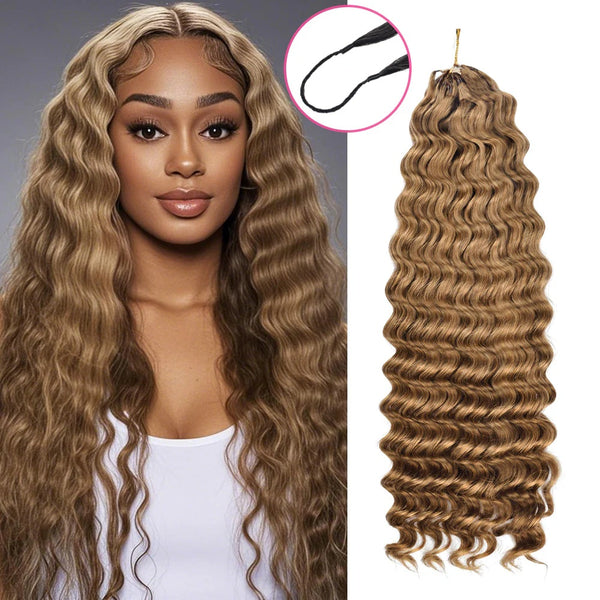 100% Human Knotless Pre Separated Crochet Hair for Black Women Invisible String Pre Loop Deep Wave Crochet Human Hair Extensions