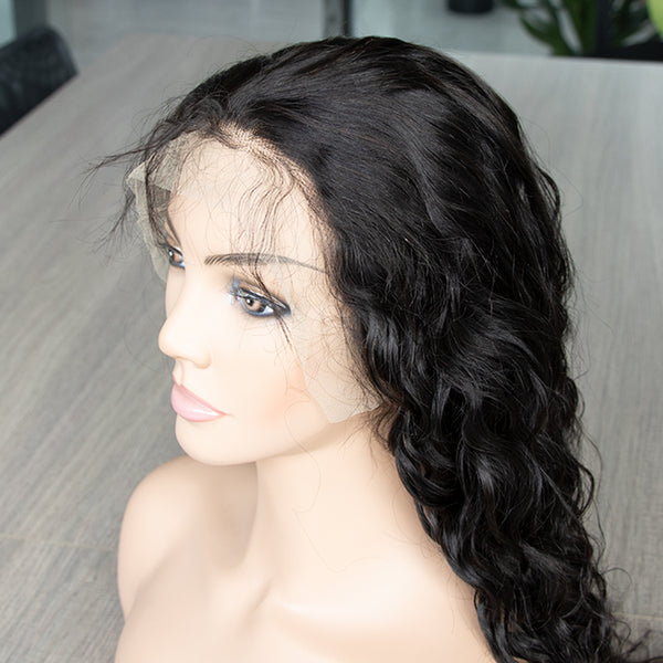 Water Wave Raw Indian Hair 13X4 Transparent Lace Frontal Wig