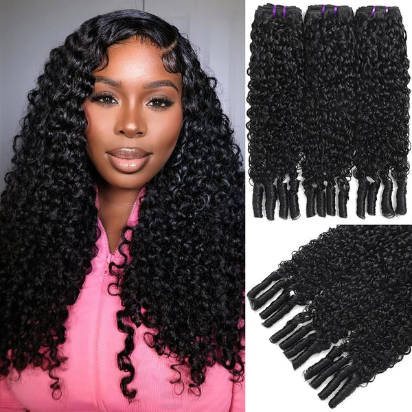 3-4 Pcs Bundle Deals Raw Burmese Curly Human Hair Bundles With Spiral Ends Quick Weave Hair Extensions