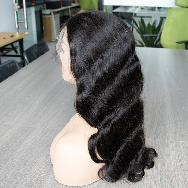 Body Wave Raw Indian Hair 13X4 Transparent Lace Frontal Wig