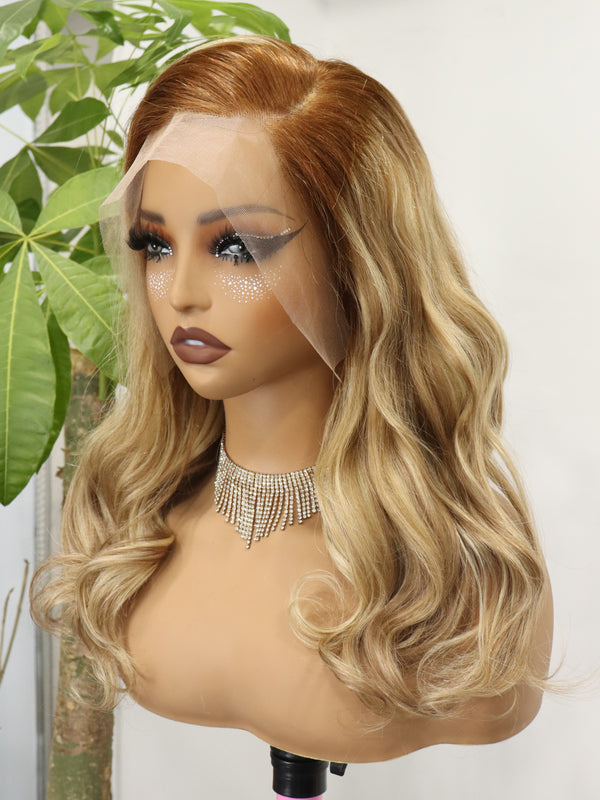 Full & Thick 613 Blonde Body Wave Lace Front Wig Human Hair Pre Plucked Side Part Highlight Wigs for Black Women