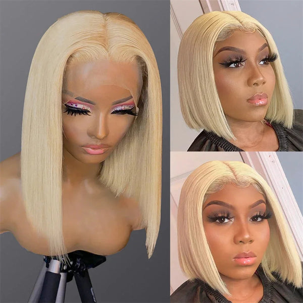 #613 Blonde Bob Wig T Part Lace Frontal