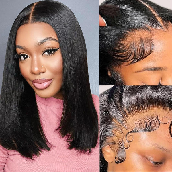 Vietnamese Raw Hair Double Drawn Bone Straight Wig High Quality Human Hair Bob Wigs Lace Front Glueless Short Wig
