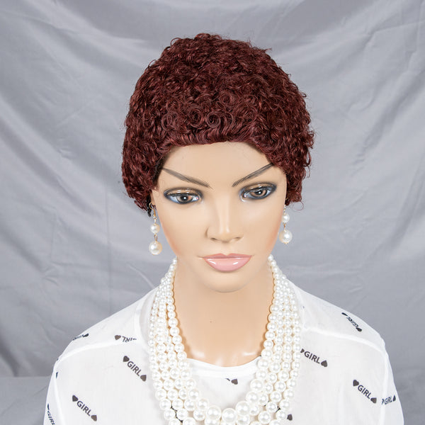 007 99J Color Machine Made Wigs 6 Inch Short Wigs 100% Human Hair Wigs