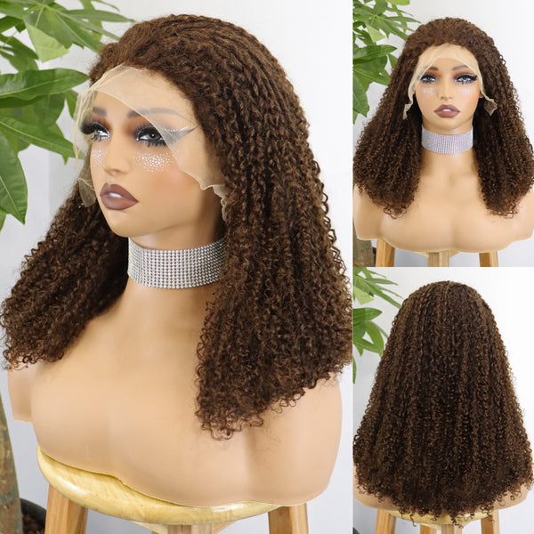 Chocolate Brown 13x4 Pixie Curly Lace Front Wigs Pre Plucked With Baby Hair Glueless Wigs Human Hair Vendor for Black Women