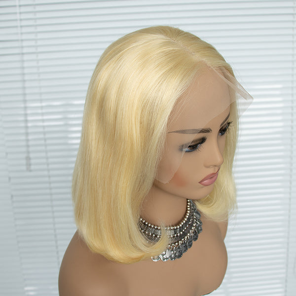 Blonde Color Short Bob Wig Cuticle Aligned HD Frontal Bob Wig 100% Real Human Hair Bob Wigs Gluless