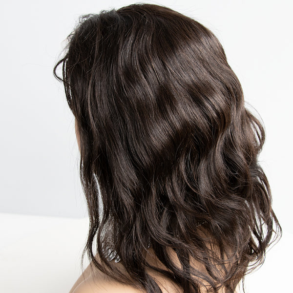 14Inch Top Grade Virgin Hair Bodywave Dark Brown Lace 360 Full Lace Human Hair Wigs  Deal Price