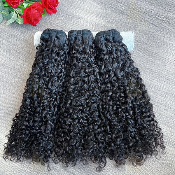 High Quality 100% Unprocessed Double Drawn Pixie Curly Human Hair Bundles Deal Natural Raw Indian Hair Extensions for Women