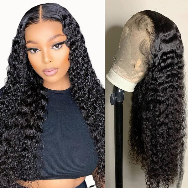 13X4 Deep Wave Lace Front Wig Virgin Brazilian Hair Transparent Lace Frontal Wig