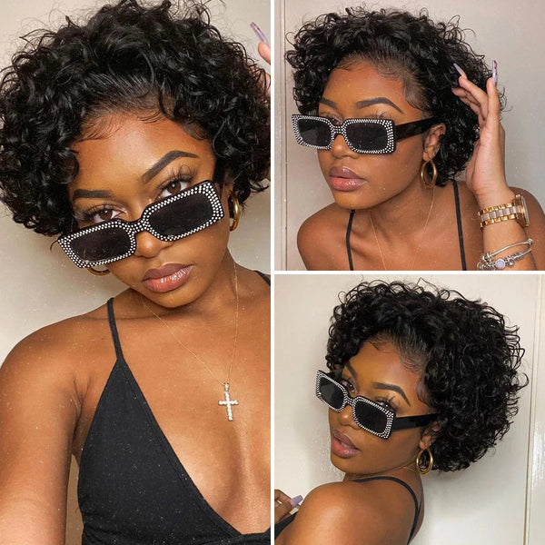 Pixie Cut Wig Short Curly Bob Wig 13x4