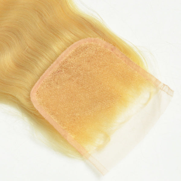 #613 blonde color 4x4 transparent lace closure